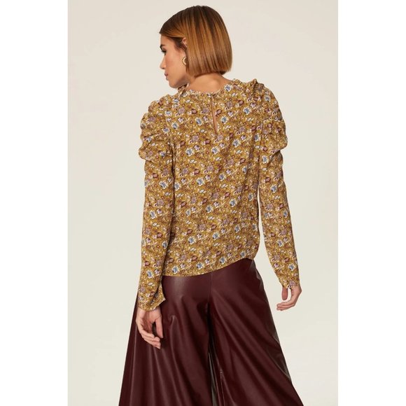 REBECCA MINKOFF Carrie Puff Shoulder Top Golden Yellow - NWT - Picture 2 of 6